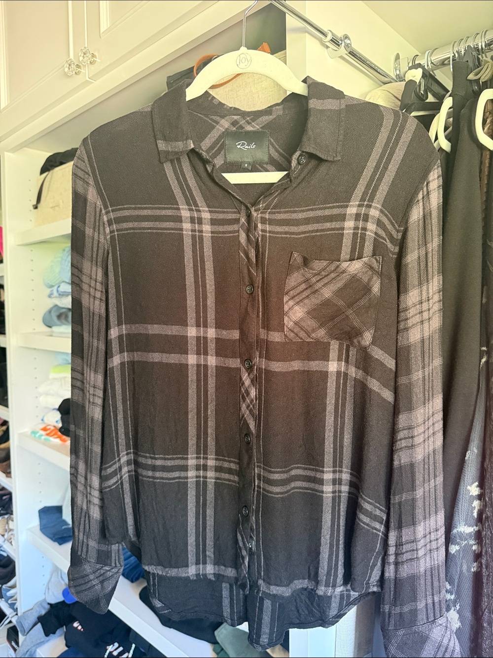Rails Black and Gray Plaid Button-Up Shirt
